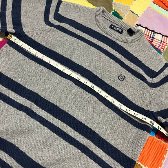 Chaps Grey/Navy Striped Sweater Medium - Picture 5 of 6